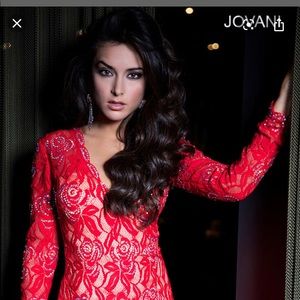 Jovani Floral Red Dress